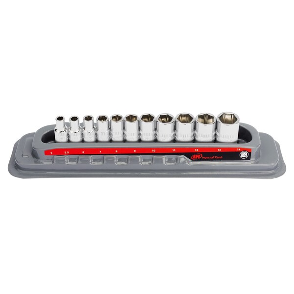 11 Piece 1/4 Inch Drive Shallow Socket Set - Metric 6-Pt